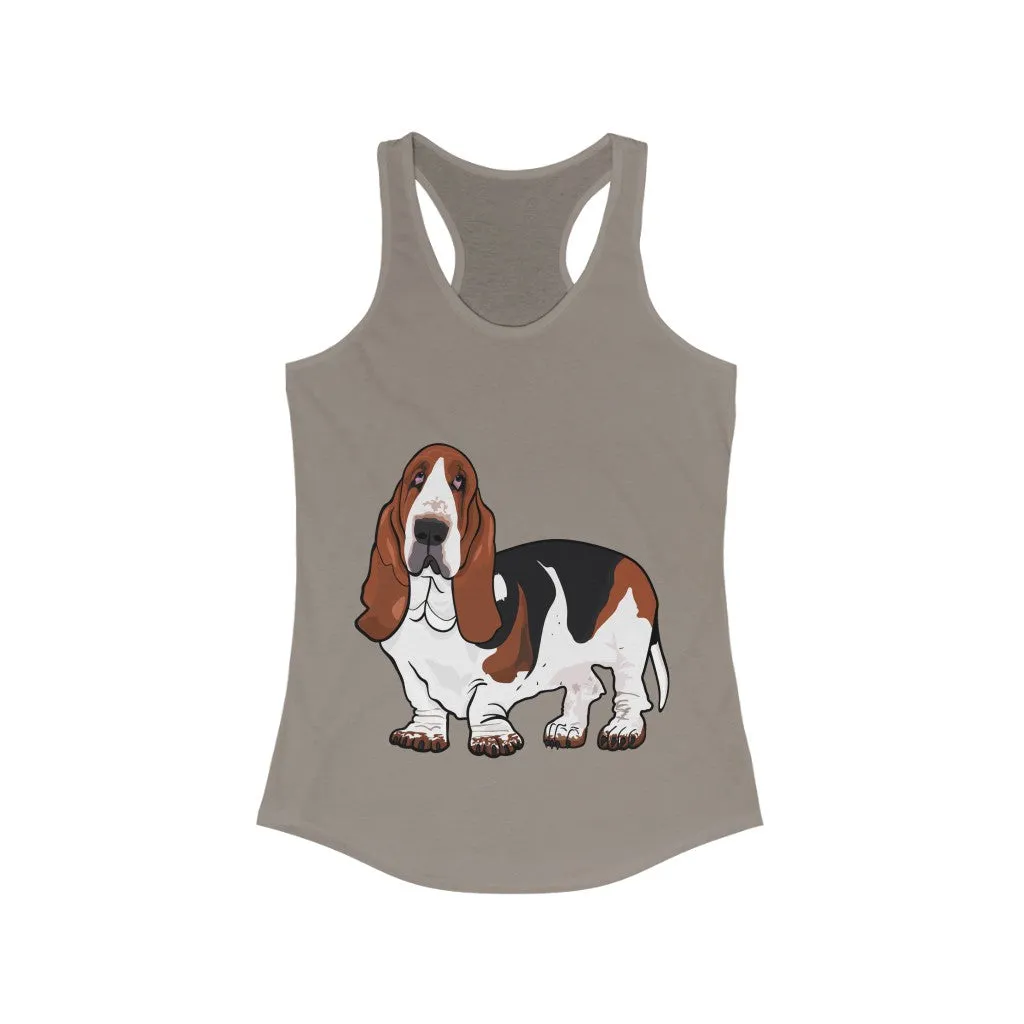 Basset Hound Women's Ideal Racerback Tank, XS - 2XL, 15 Colors, Cotton & Polyester, Free Shipping, Made In Usa!!