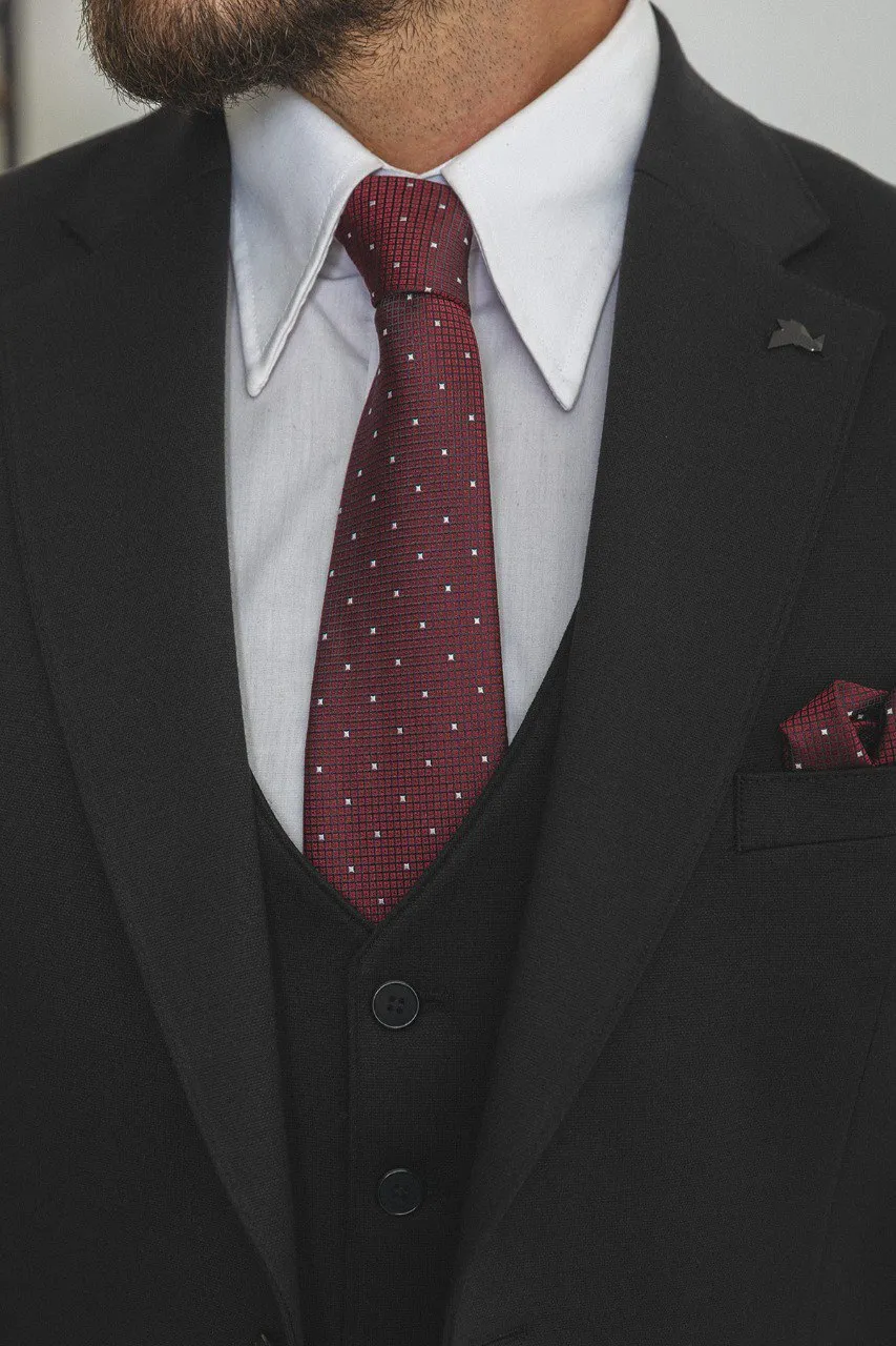 Black Slim Fit Notch Lapel 3 Piece Suit | GentWith