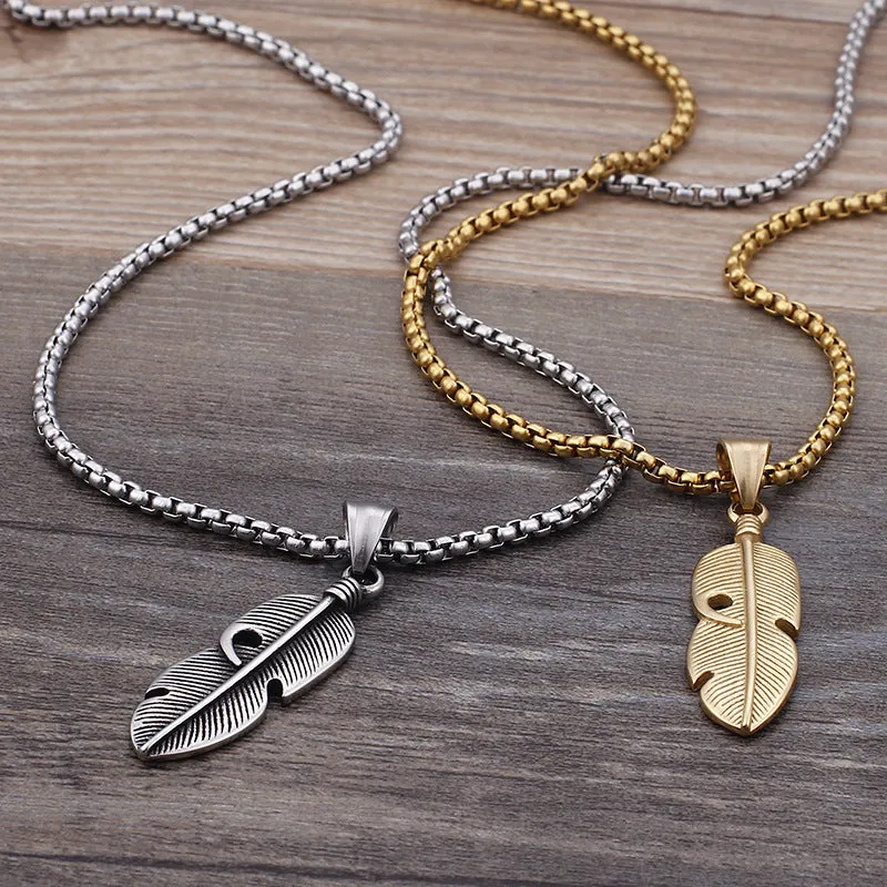 Feather Pendant Necklace for Stylish Men