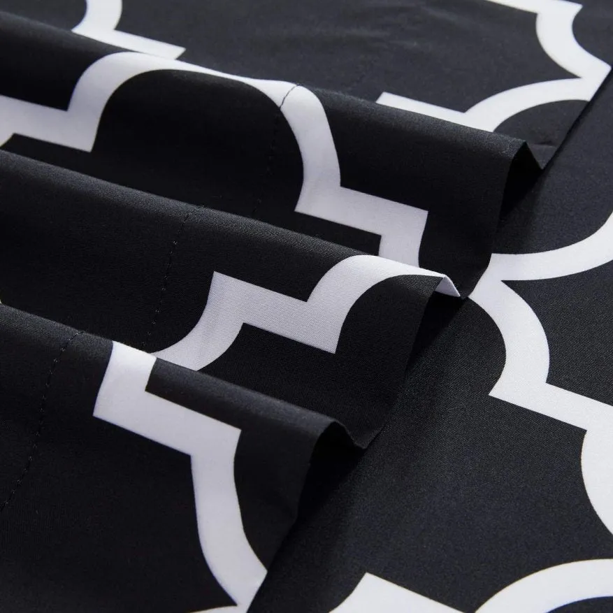 Fitted Bed Sheet-Black Geometric