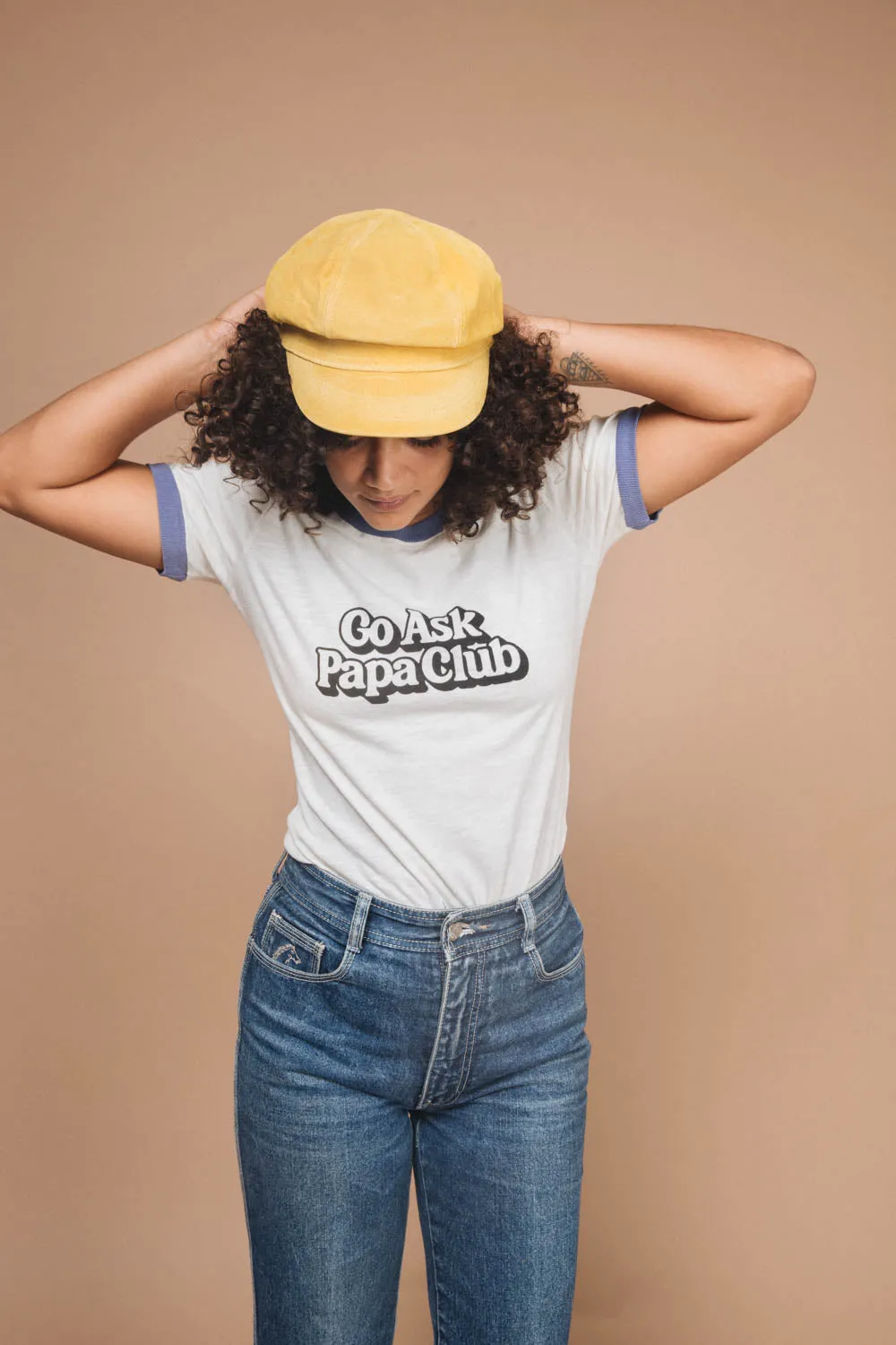 Go Ask Papa Club Ringer Tee for Women