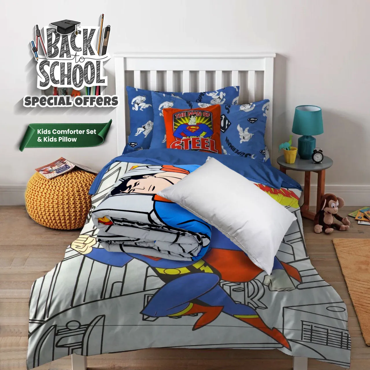 Kids Combo Offer | Kids Comforter Set with Pillow - Superman