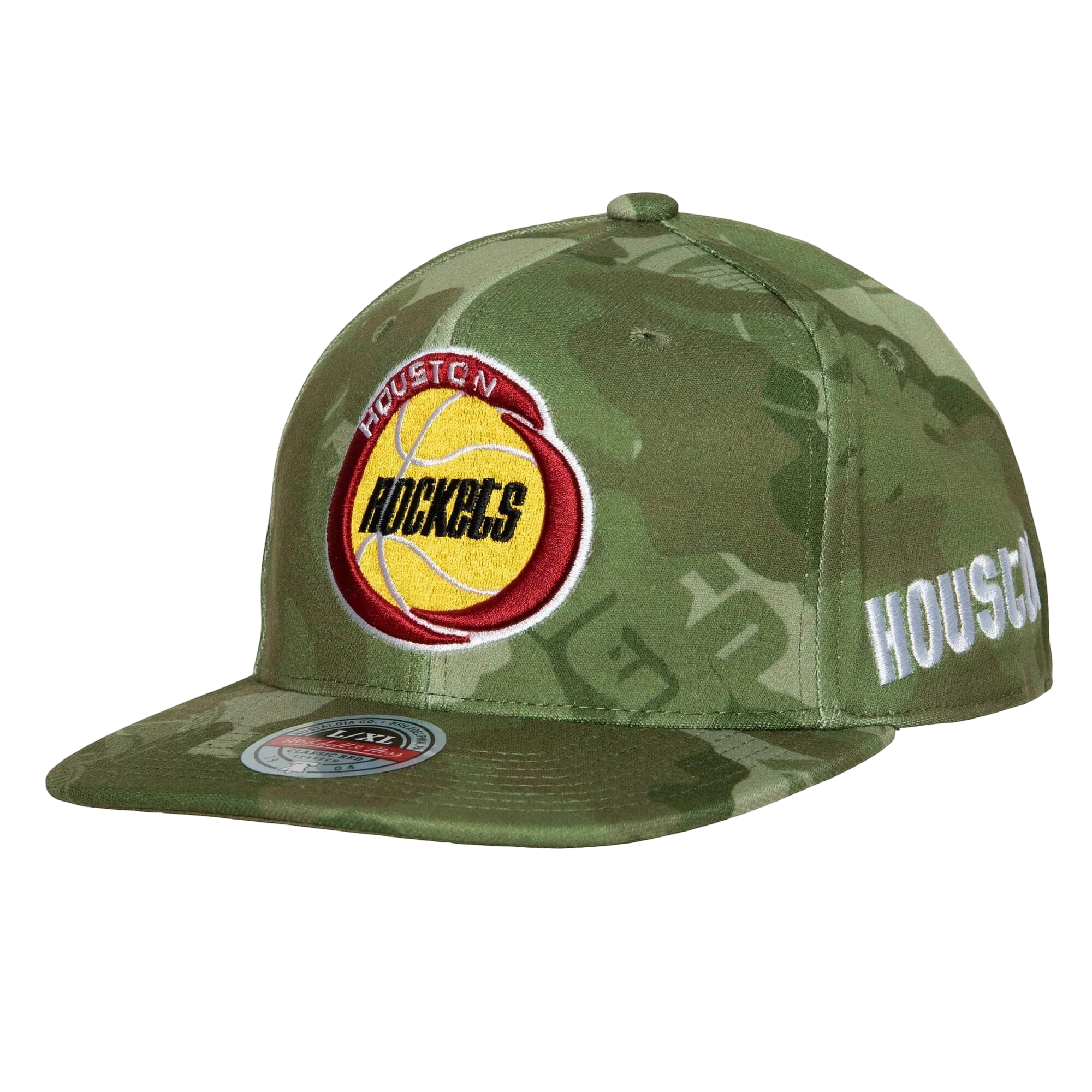 Men's Houston Rockets Mitchell & Ness HWC Ghost Camo Stretch Fit Cap