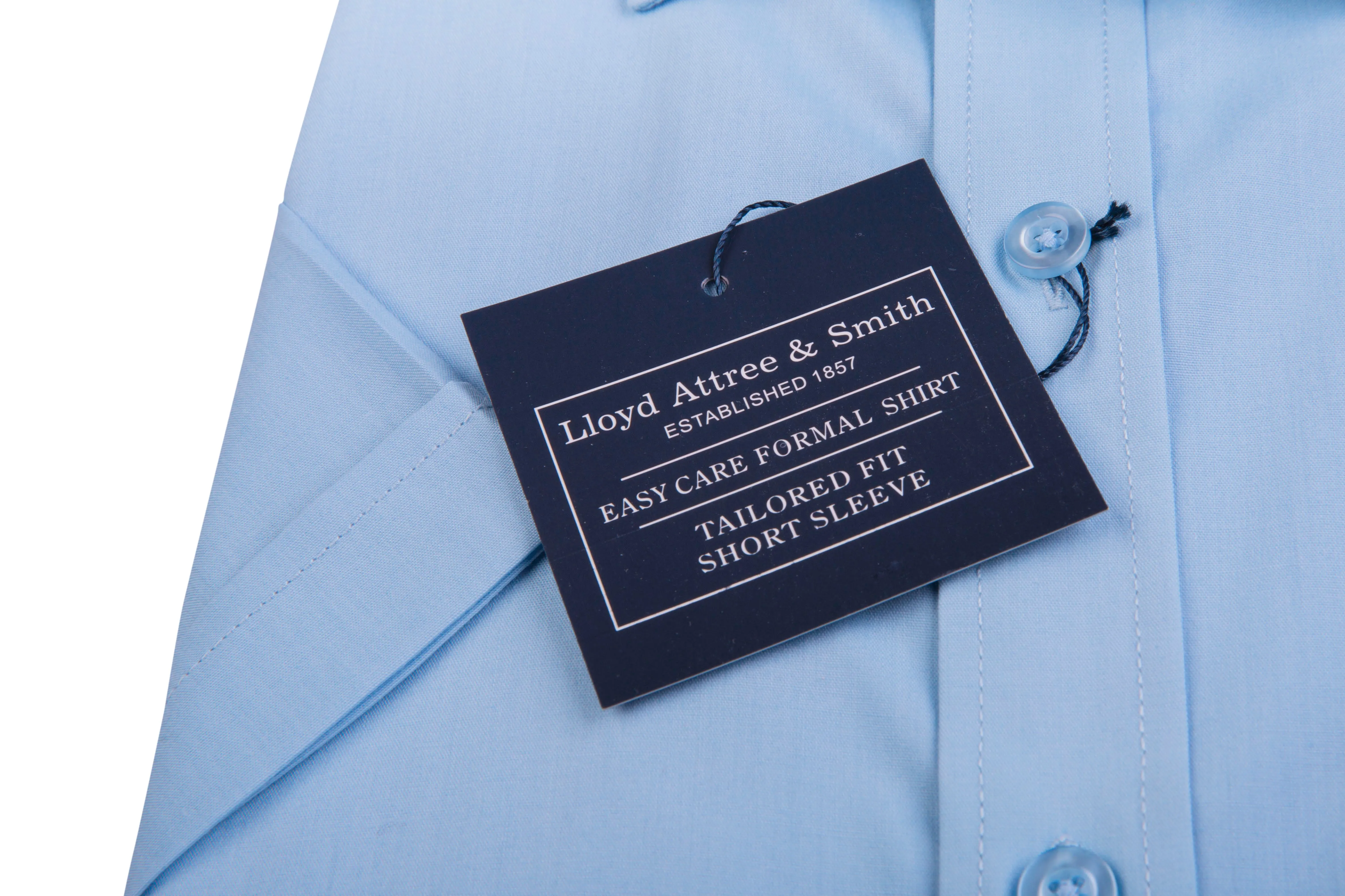 Men's Sky Blue Short Sleeve Tailored Fit Cotton Shirt