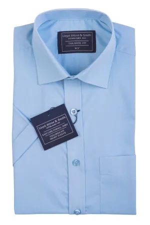 Men's Sky Blue Short Sleeve Tailored Fit Cotton Shirt