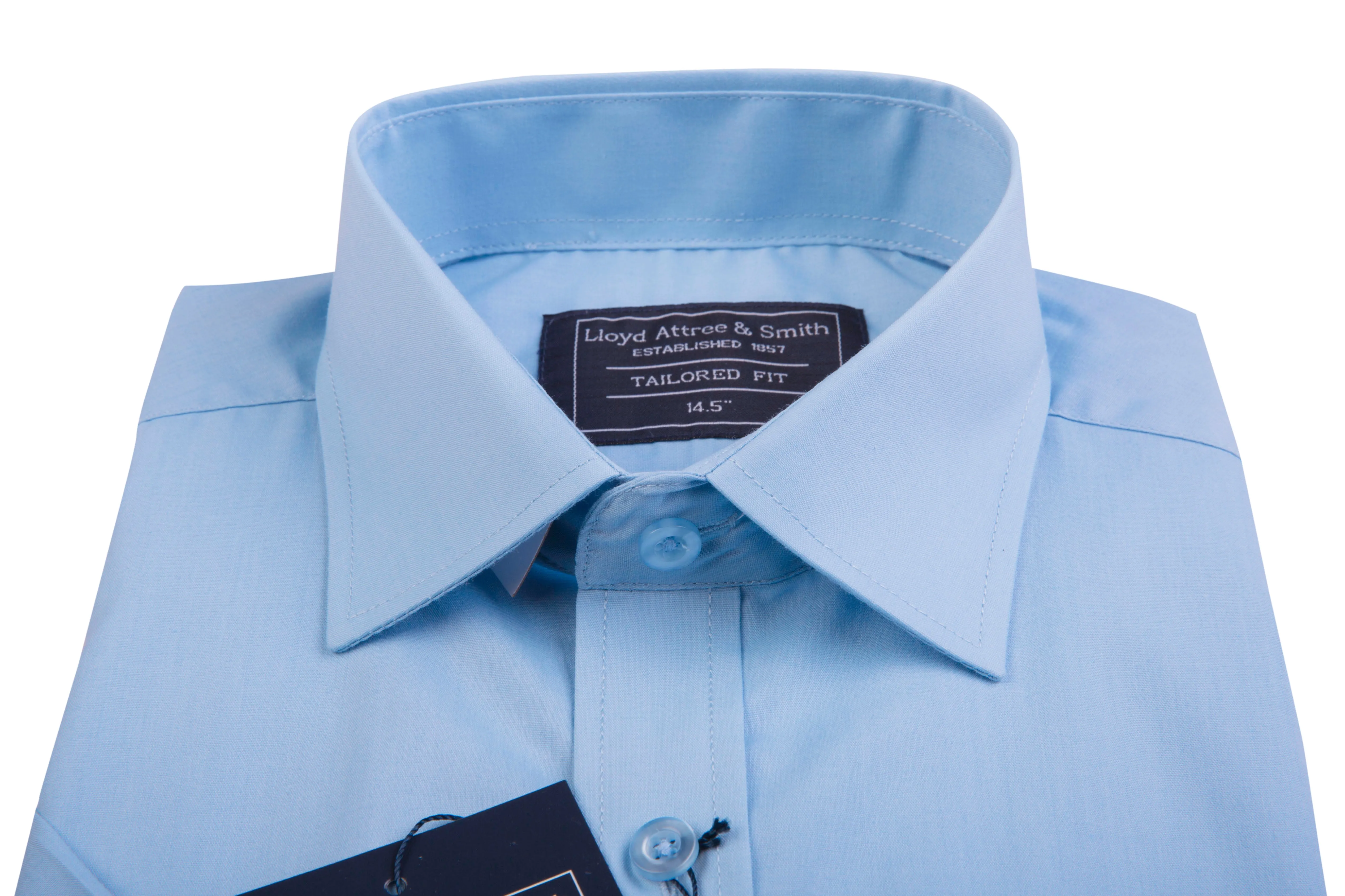 Men's Sky Blue Short Sleeve Tailored Fit Cotton Shirt