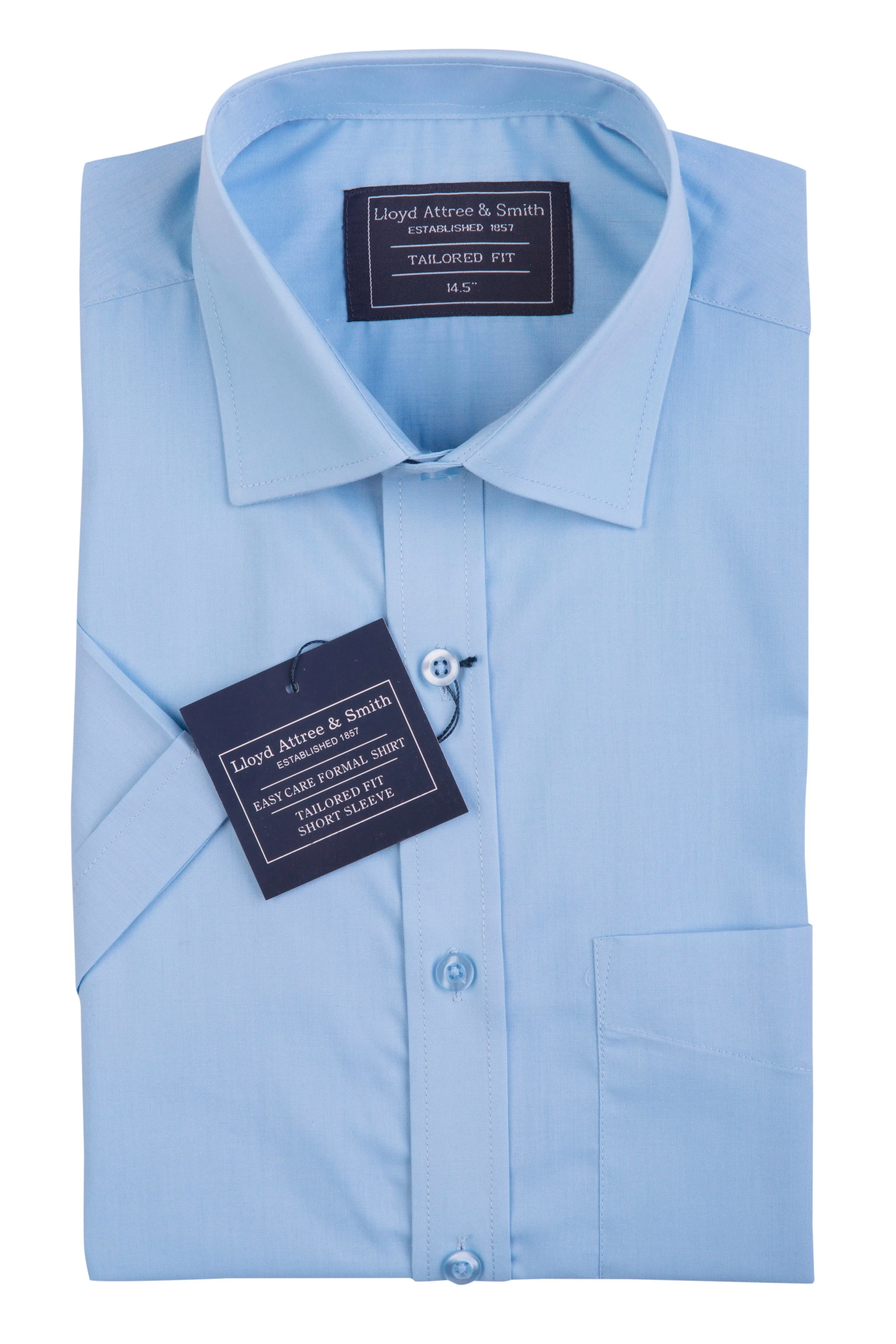 Men's Sky Blue Short Sleeve Tailored Fit Cotton Shirt