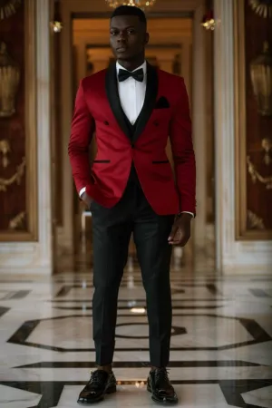 Miles  GROOM Red slim Fit Men Tuxedos Suit