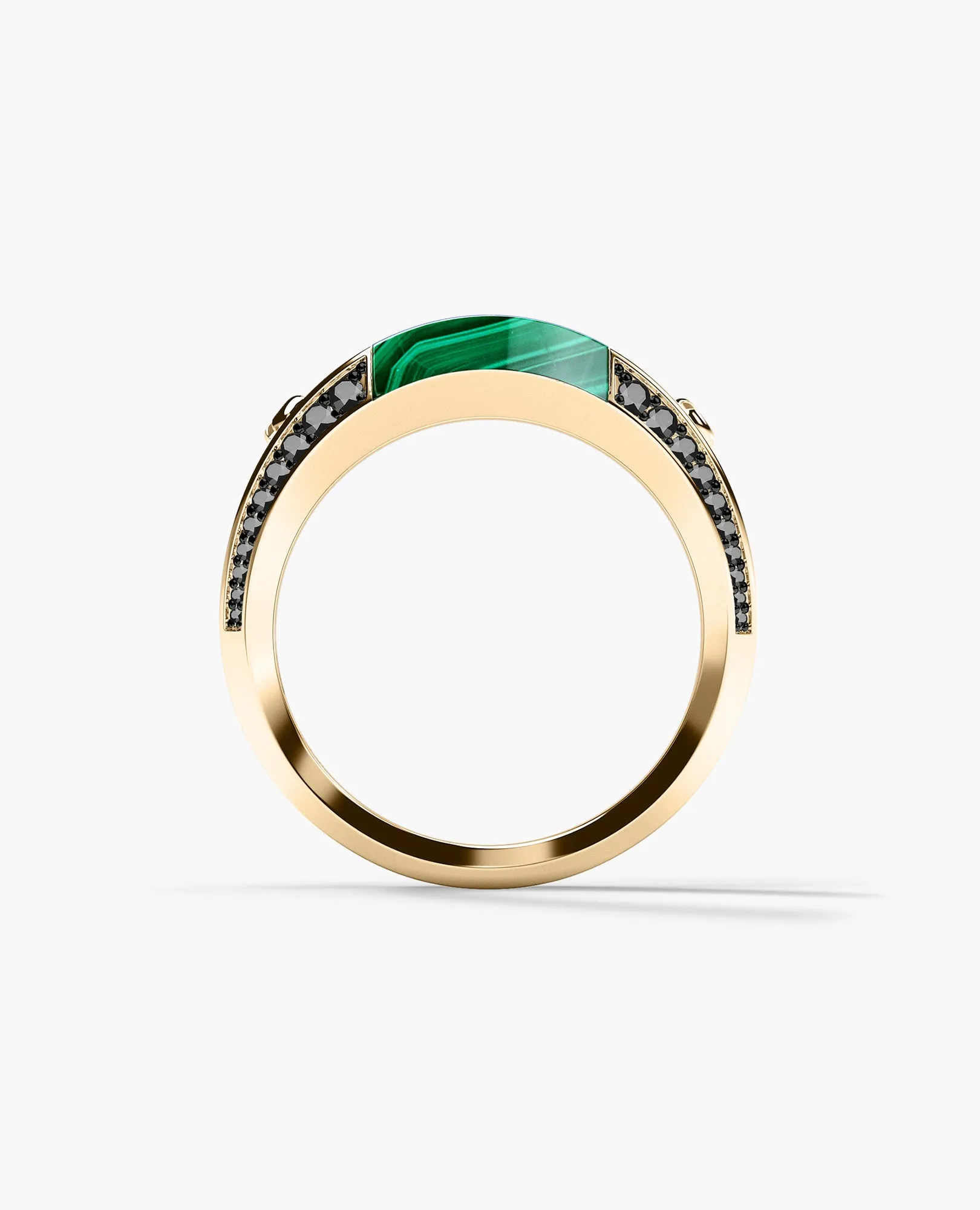 MONTANA Gold Signet Ring with 1.25ct Malachite and Black Diamonds