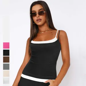 Slim Fit Tank Top Women's Fake Two-piece Suspender Inner Wear Y2g