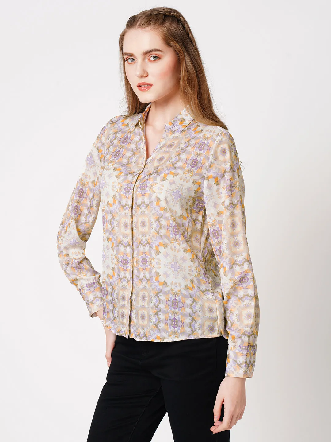 Women Kaleidoscope Printed Slim Fit Shirt